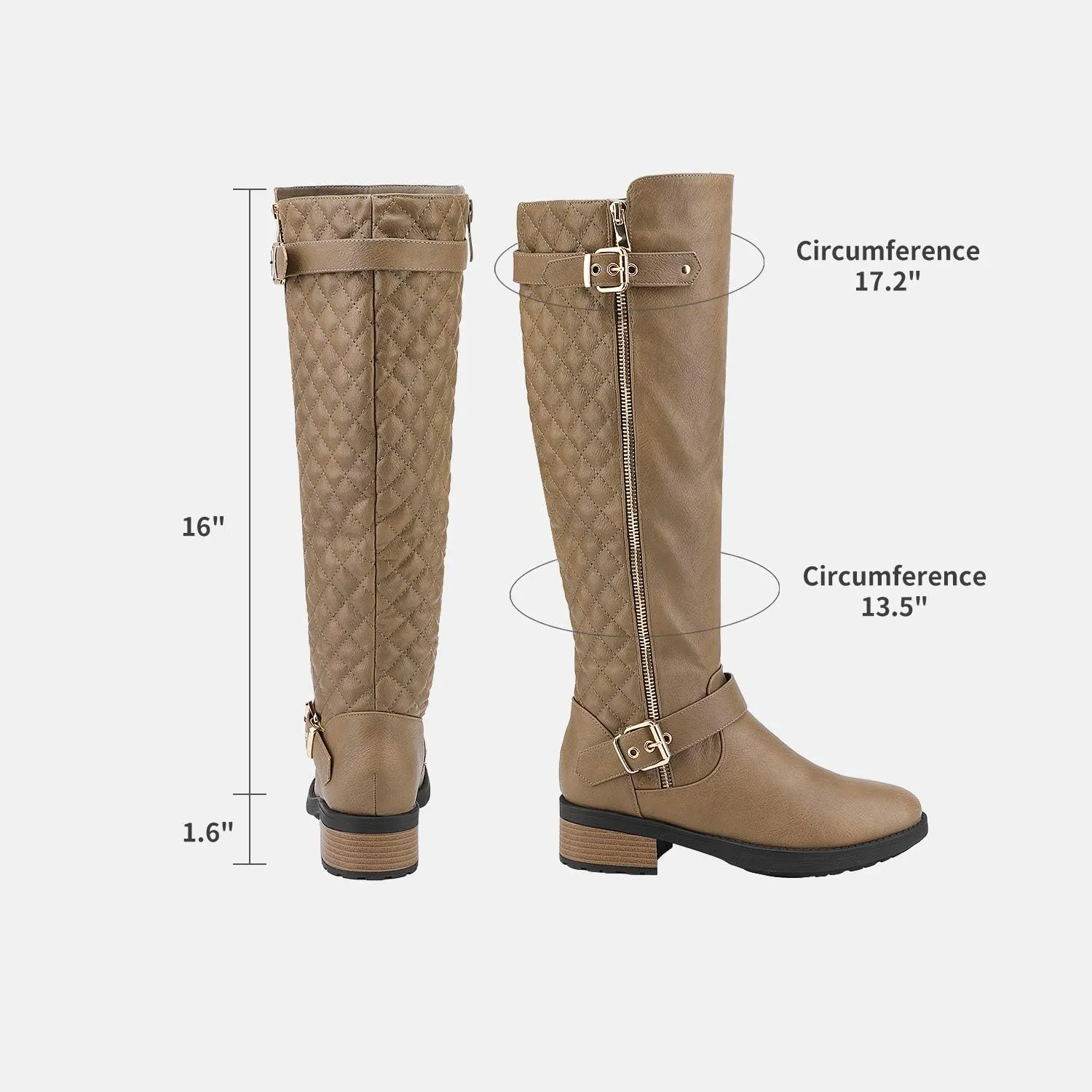 DREAM PAIRS Women's Knee High Boots Wide Calf Low Heel Riding Boots Fall Tall Boots for Women