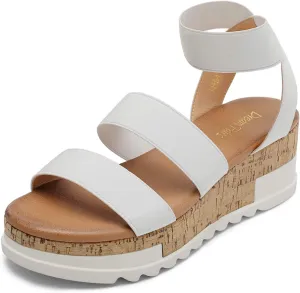DREAM PAIRS Women's Open Toe Ankle Strap Casual Flatform Platform Wedges Sandals