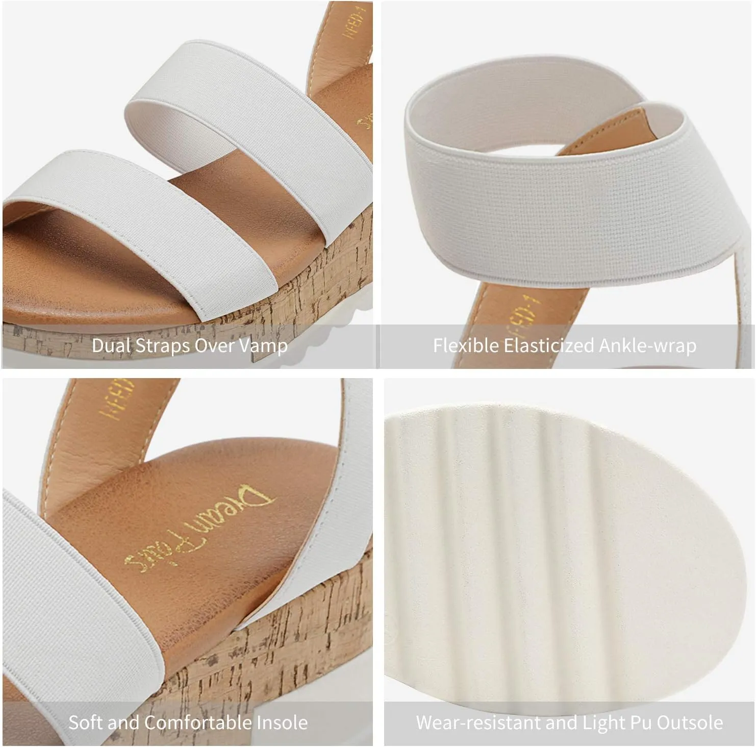 DREAM PAIRS Women's Open Toe Ankle Strap Casual Flatform Platform Wedges Sandals