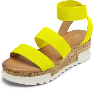 DREAM PAIRS Women's Open Toe Ankle Strap Casual Flatform Platform Wedges Sandals