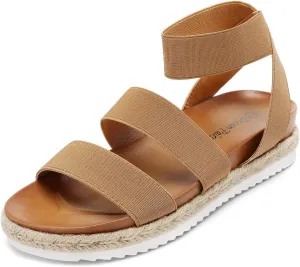 DREAM PAIRS Women’s Open Toe Ankle Strap Espadrille Flatform Platform Wedge Sandals