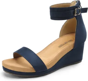 DREAM PAIRS Women's Open Toe Buckle Ankle Strap Platform Wedge Sandals Summer Shoes.