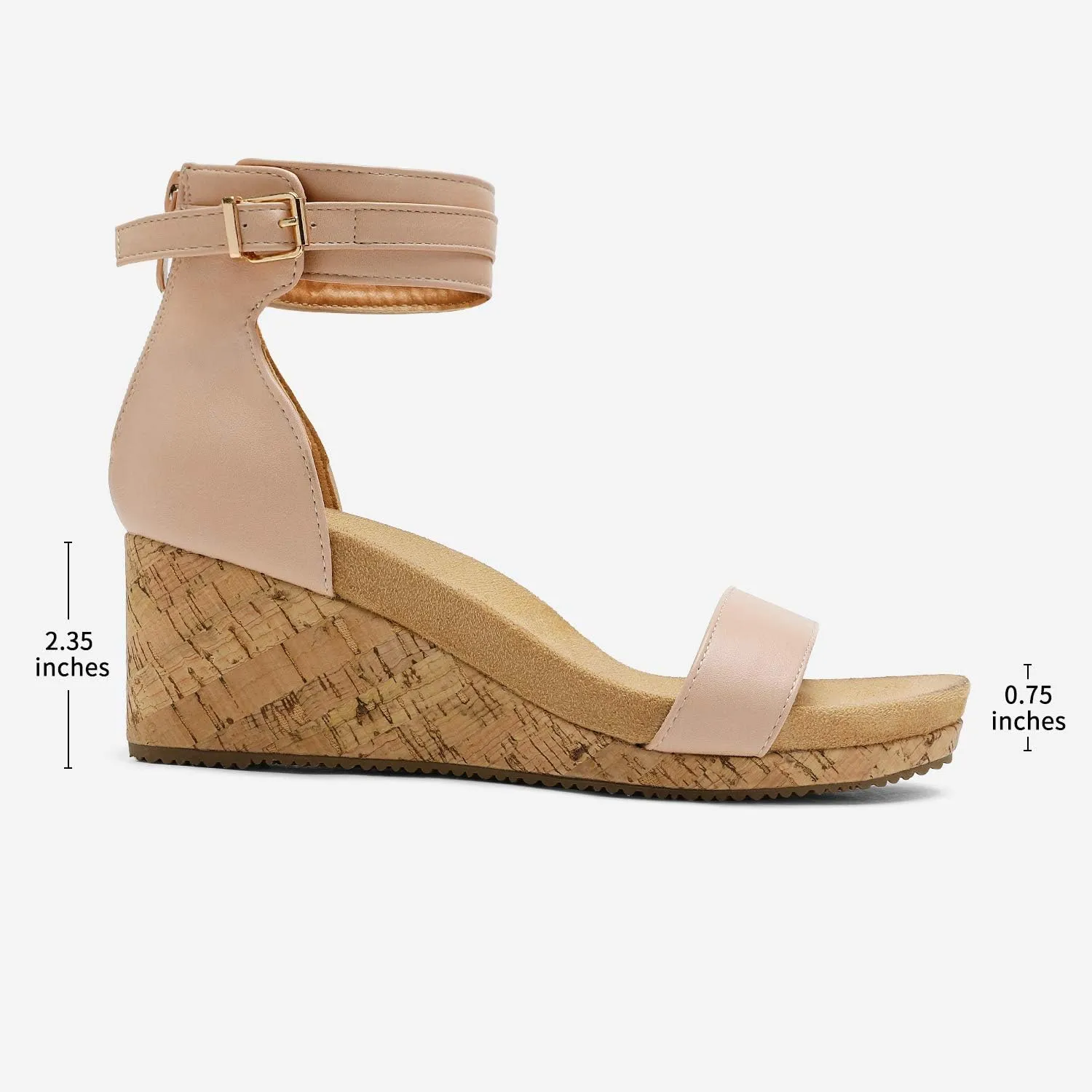 DREAM PAIRS Women's Open Toe Buckle Ankle Strap Platform Wedge Sandals Summer Shoes.