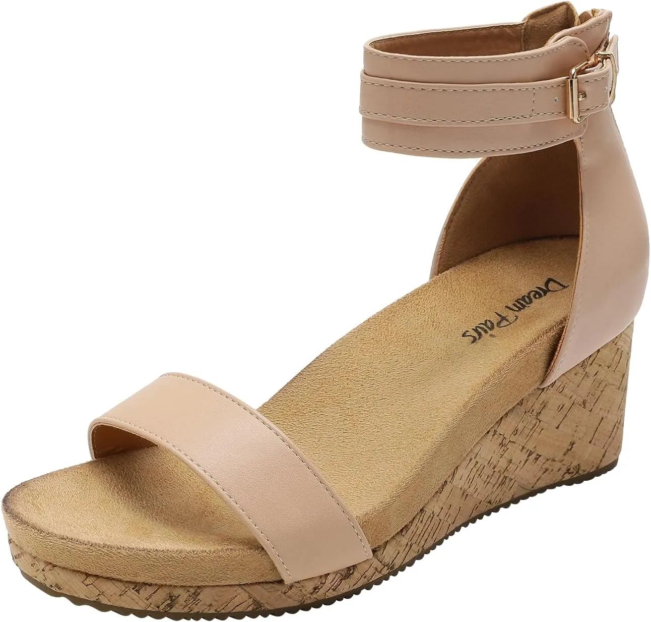 DREAM PAIRS Women's Open Toe Buckle Ankle Strap Platform Wedge Sandals Summer Shoes.