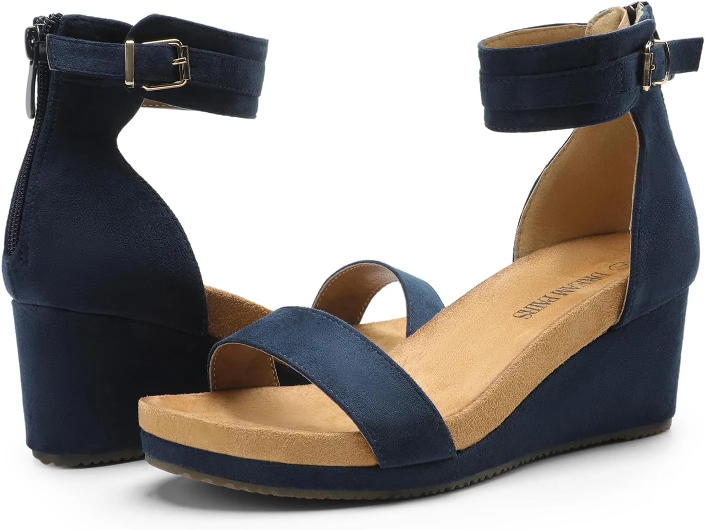 DREAM PAIRS Women's Open Toe Buckle Ankle Strap Platform Wedge Sandals Summer Shoes.