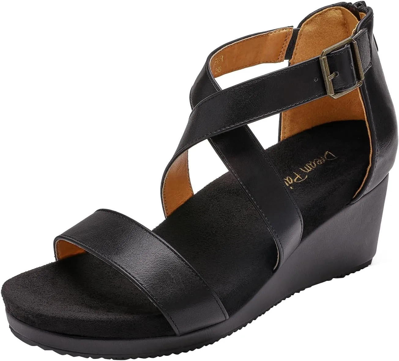 DREAM PAIRS Women's Open Toe Buckle Ankle Strap Summer Platform Wedge Sandals