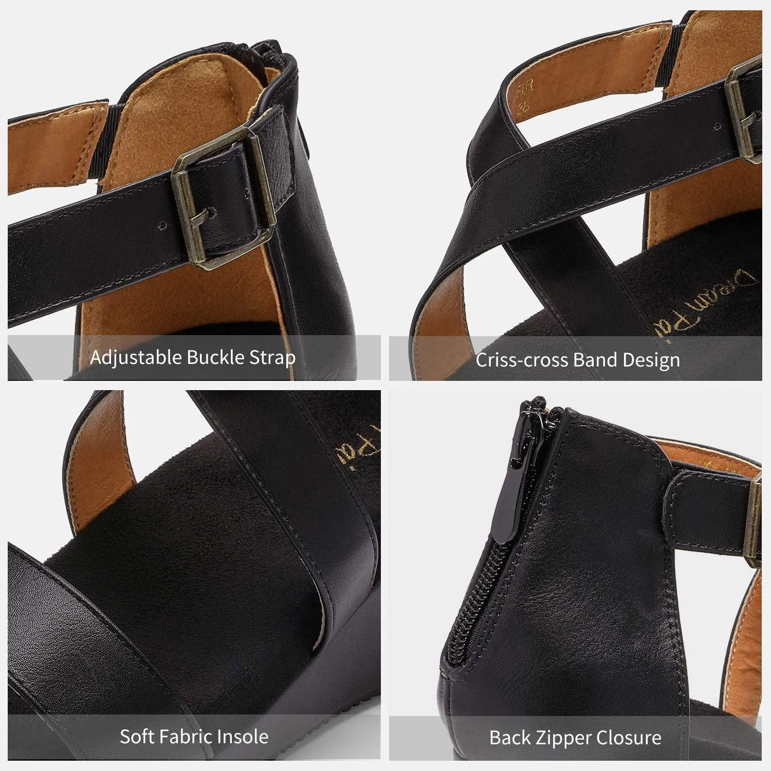 DREAM PAIRS Women's Open Toe Buckle Ankle Strap Summer Platform Wedge Sandals