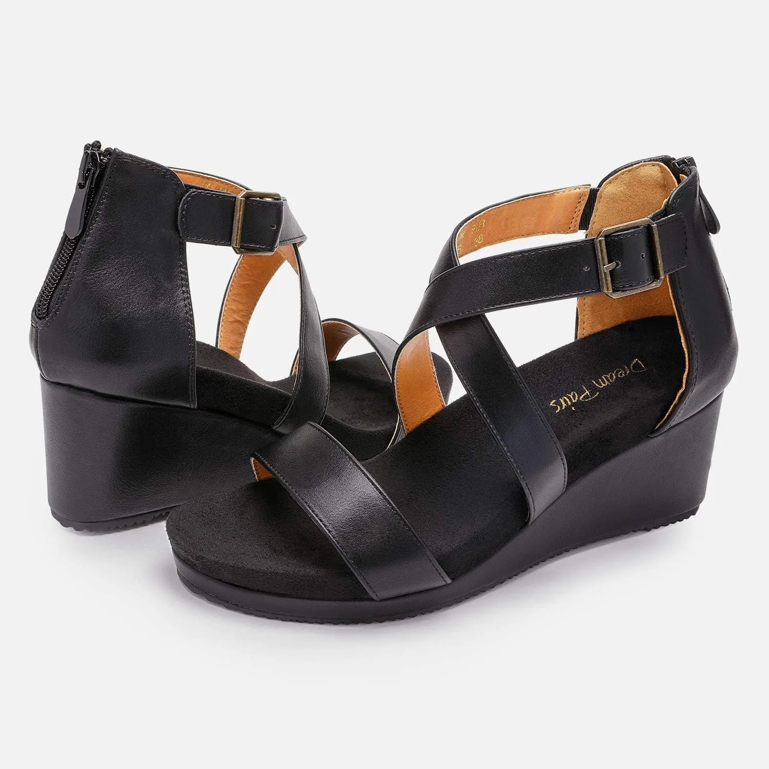 DREAM PAIRS Women's Open Toe Buckle Ankle Strap Summer Platform Wedge Sandals