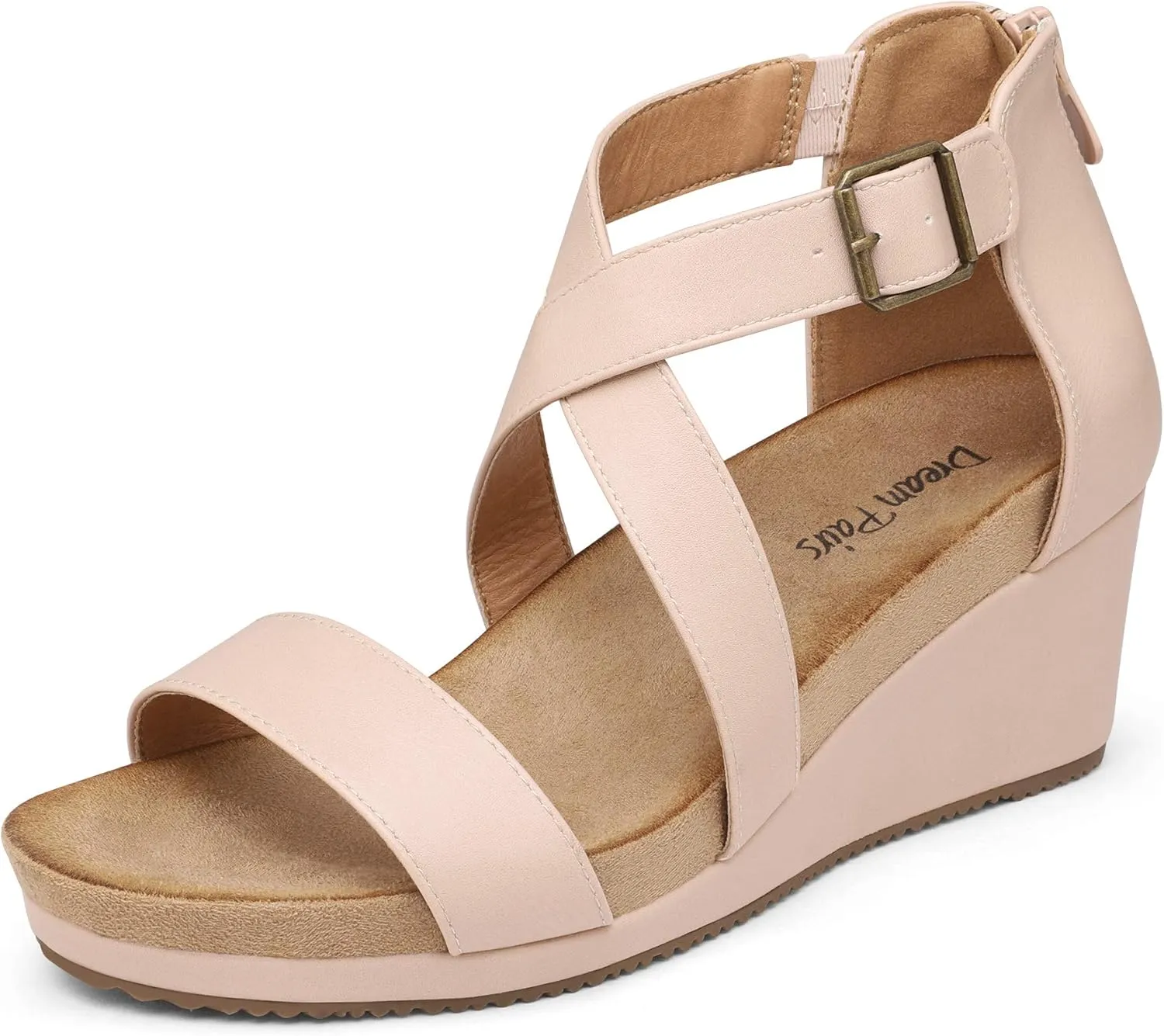 DREAM PAIRS Women's Open Toe Buckle Ankle Strap Summer Platform Wedge Sandals