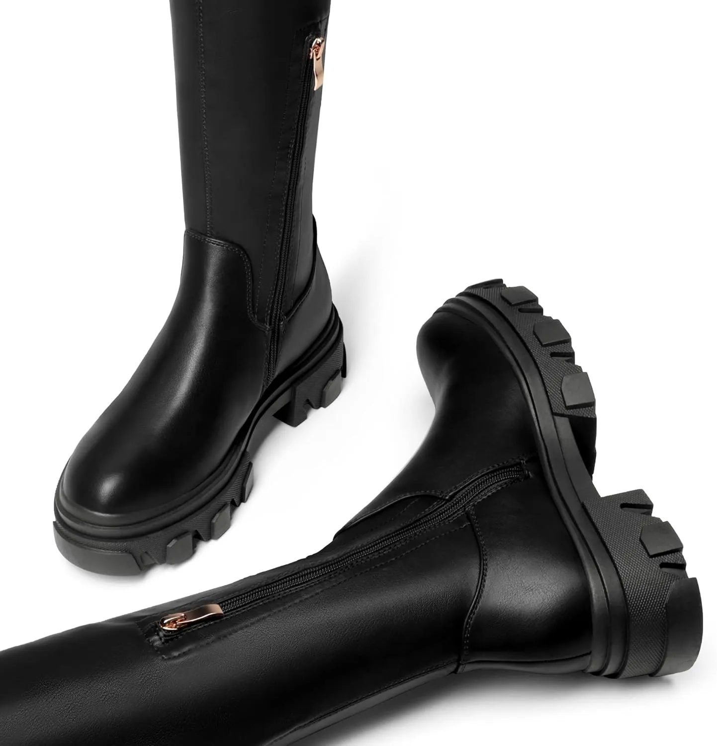 DREAM PAIRS Women's Over The Knee Platform Thigh High Boots Long Stretch Soft Chunky Lug Sole Fall Boots