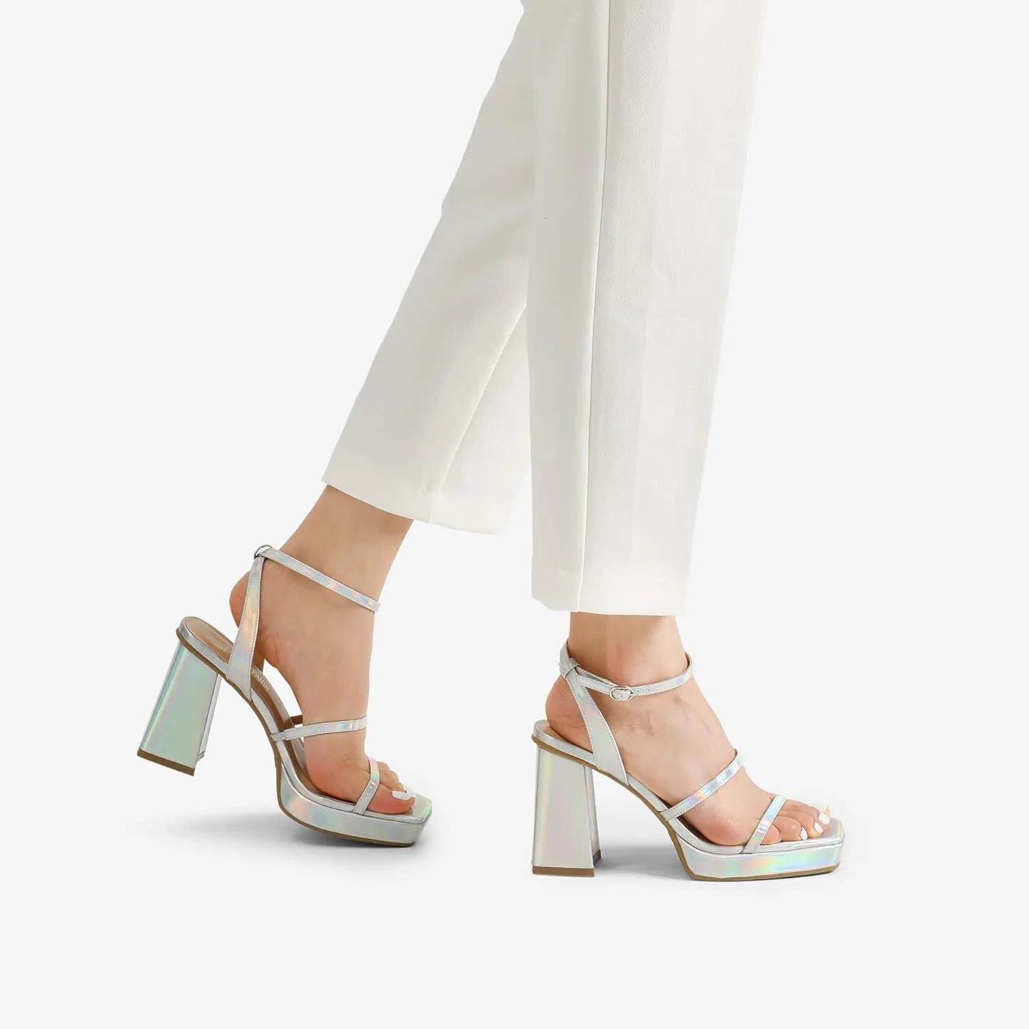 DREAM PAIRS Women's Platform Strappy Heels Open Toe Ankle Strap Square Party Sandals Y2K Dress Shoes