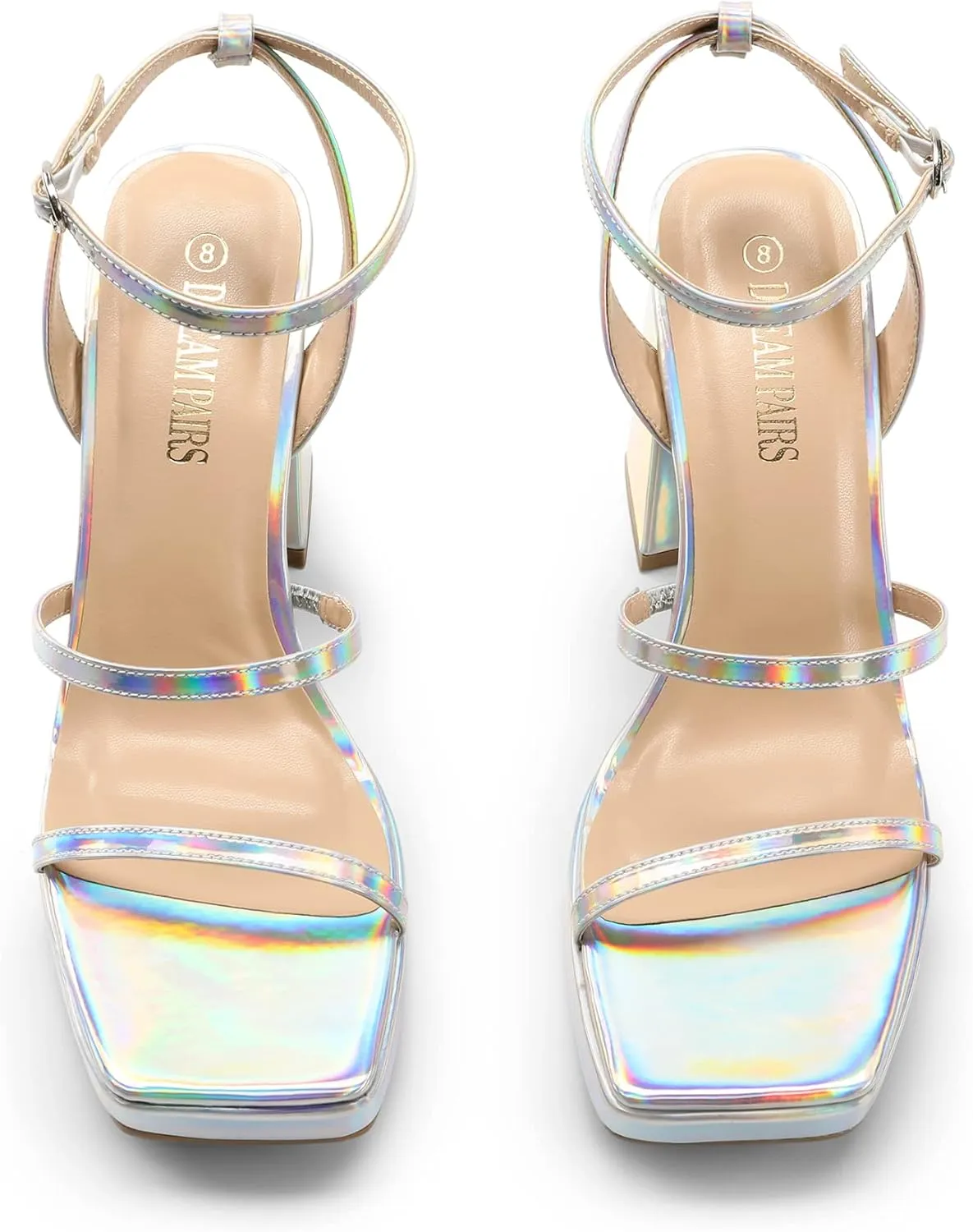 DREAM PAIRS Women's Platform Strappy Heels Open Toe Ankle Strap Square Party Sandals Y2K Dress Shoes