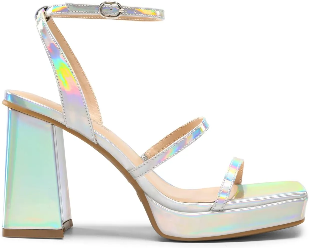 DREAM PAIRS Women's Platform Strappy Heels Open Toe Ankle Strap Square Party Sandals Y2K Dress Shoes