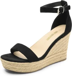DREAM PAIRS Women's Platform Wedges Sandals, Comfortable Open Toe Espadrilles Sandals Dressy Buckle Ankle Strap Summer Shoes