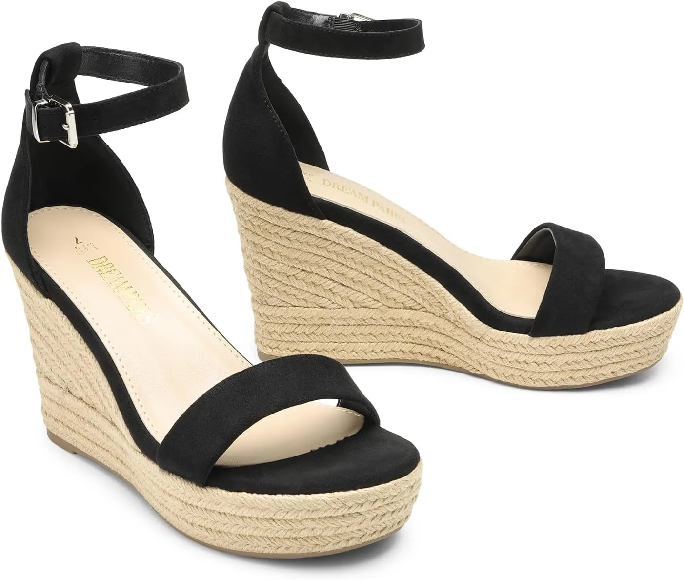 DREAM PAIRS Women's Platform Wedges Sandals, Comfortable Open Toe Espadrilles Sandals Dressy Buckle Ankle Strap Summer Shoes