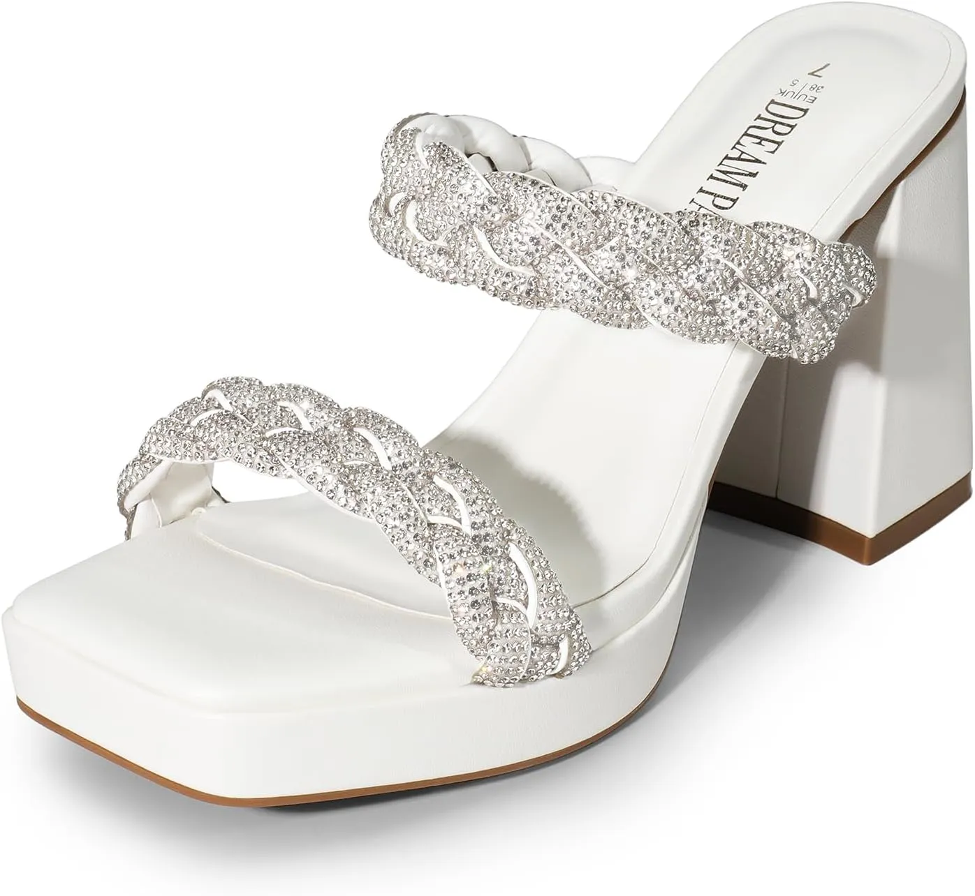 DREAM PAIRS Women's Rhinestone Braided Strap Heels