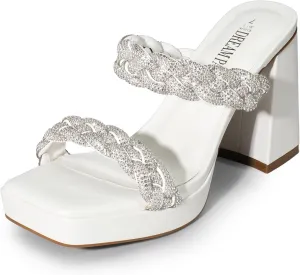 DREAM PAIRS Women's Rhinestone Braided Strap Heels