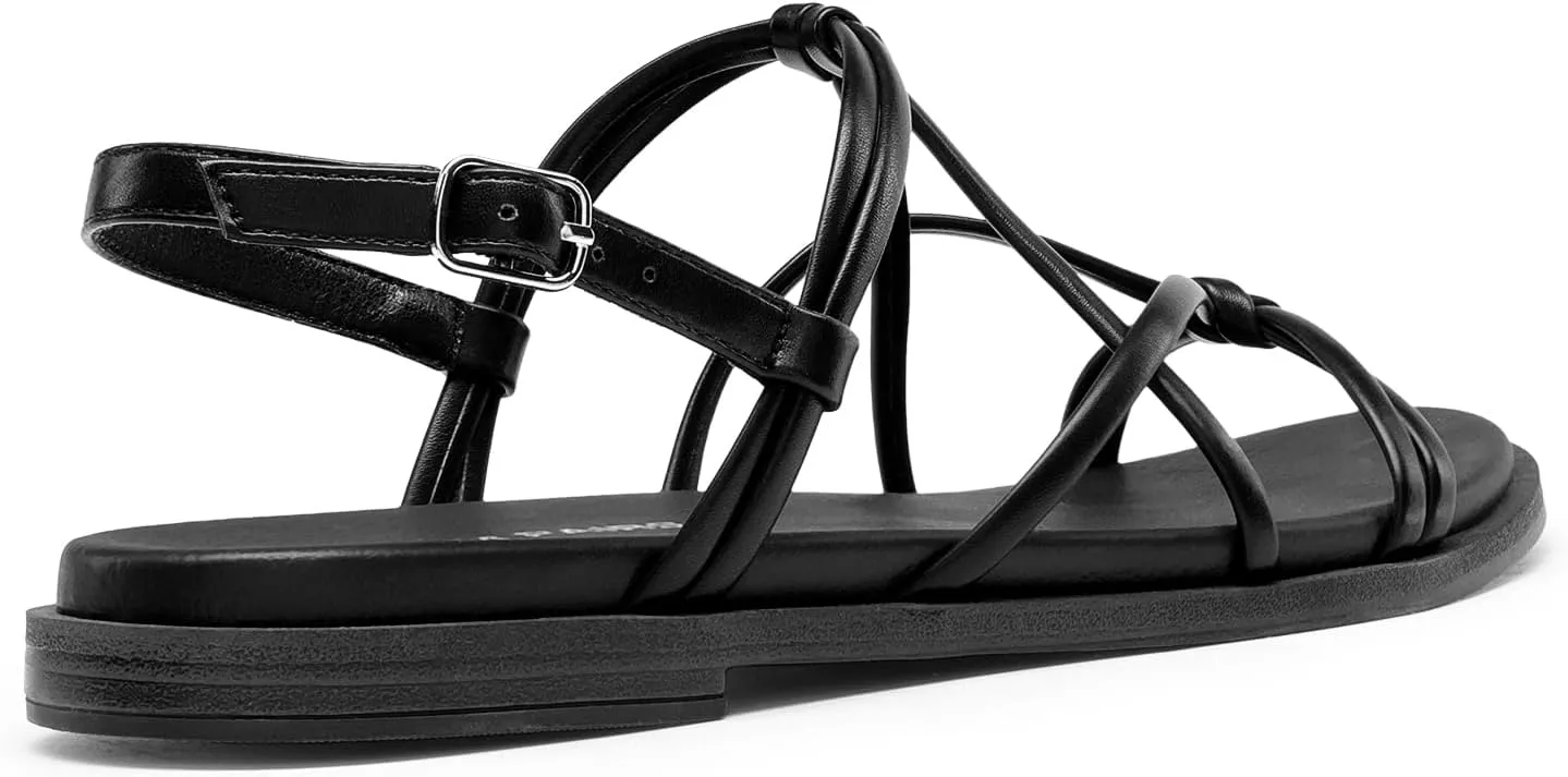 DREAM PAIRS Women's Sandals Cross Strappy Gladiator Dress Flat Sandals Daily Casual Comfortable Summer Shoes