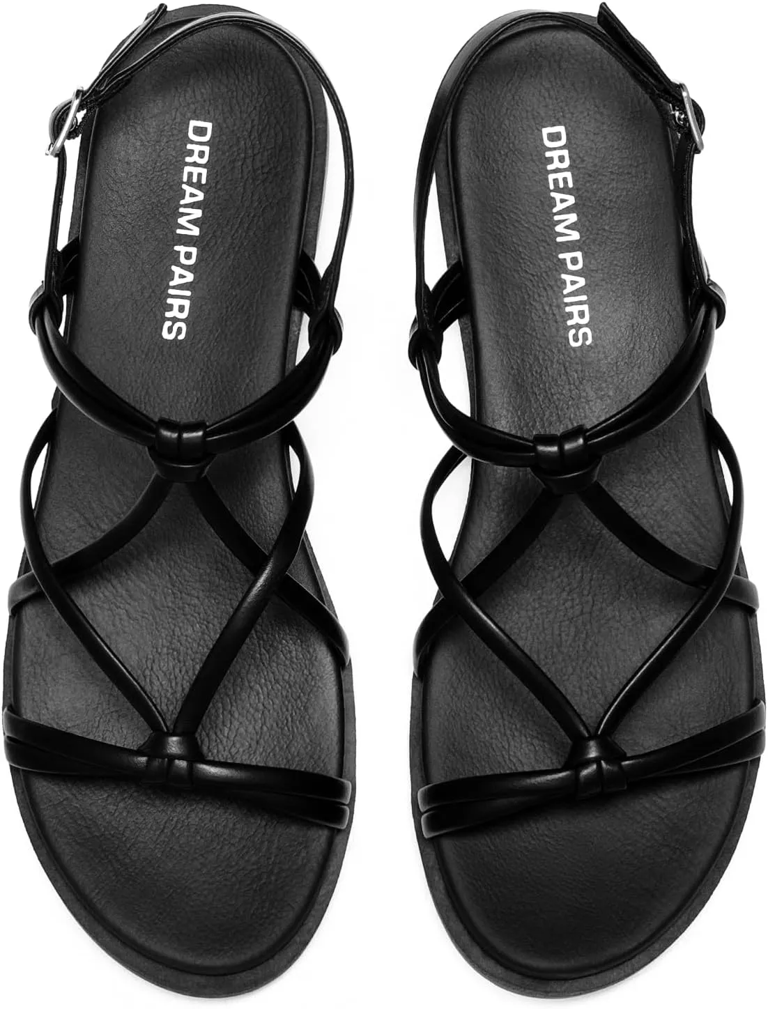DREAM PAIRS Women's Sandals Cross Strappy Gladiator Dress Flat Sandals Daily Casual Comfortable Summer Shoes