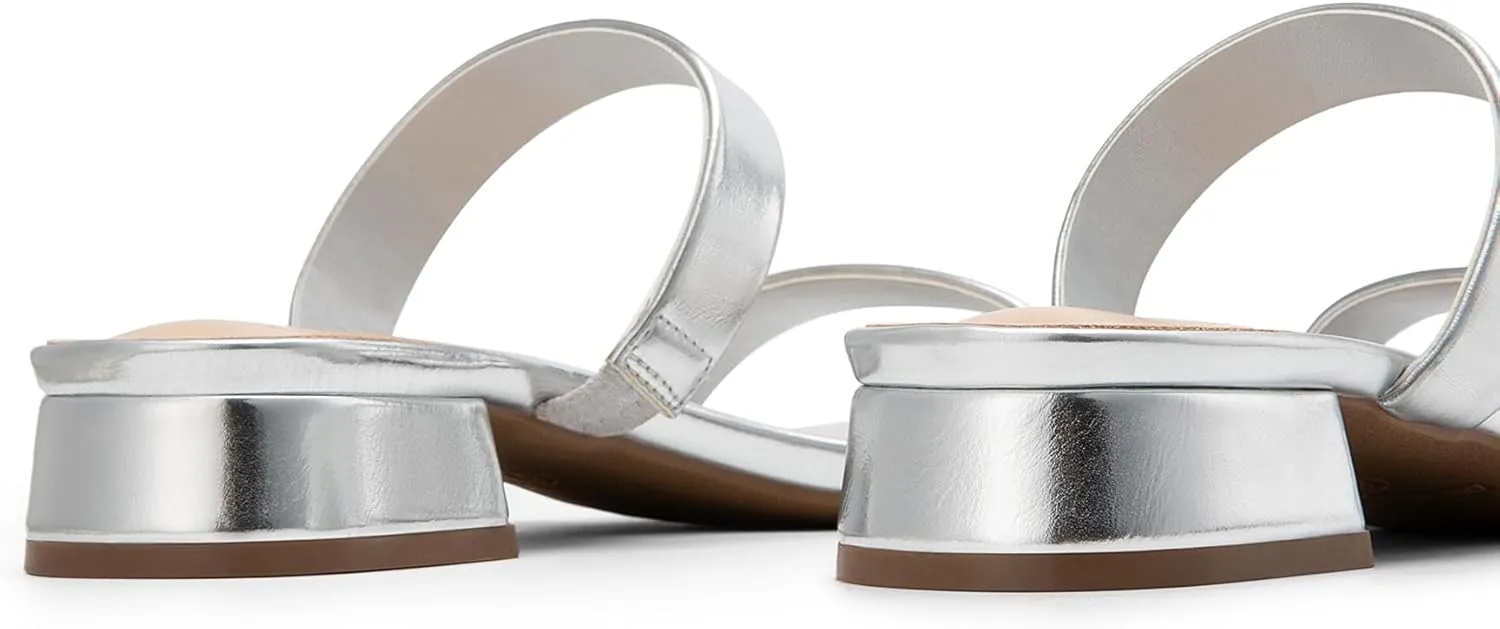 DREAM PAIRS Women's Slides Heels Slip On Low Block Sandals Two Strap Open Round Toe Chunky Casual Summer Mules Shoes
