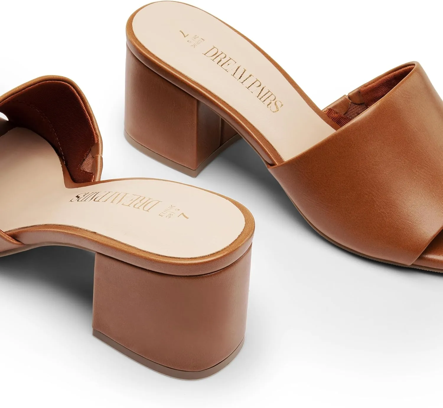DREAM PAIRS Women's Square Open Toe Heels Sandals Low Block Chunky Heeled Sandals Slide Sandals Slip on Comfortable Casual Pumps Shoes
