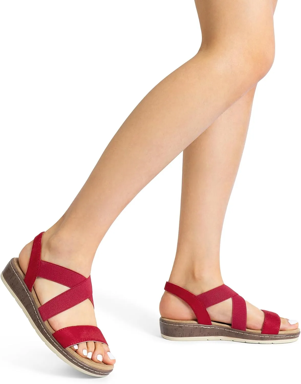 DREAM PAIRS Women's Summer Dressy Low Wedge Heels Comfortable Slip on Casual Flat Sandals for Walking Vacation