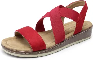 DREAM PAIRS Women's Summer Dressy Low Wedge Heels Comfortable Slip on Casual Flat Sandals for Walking Vacation