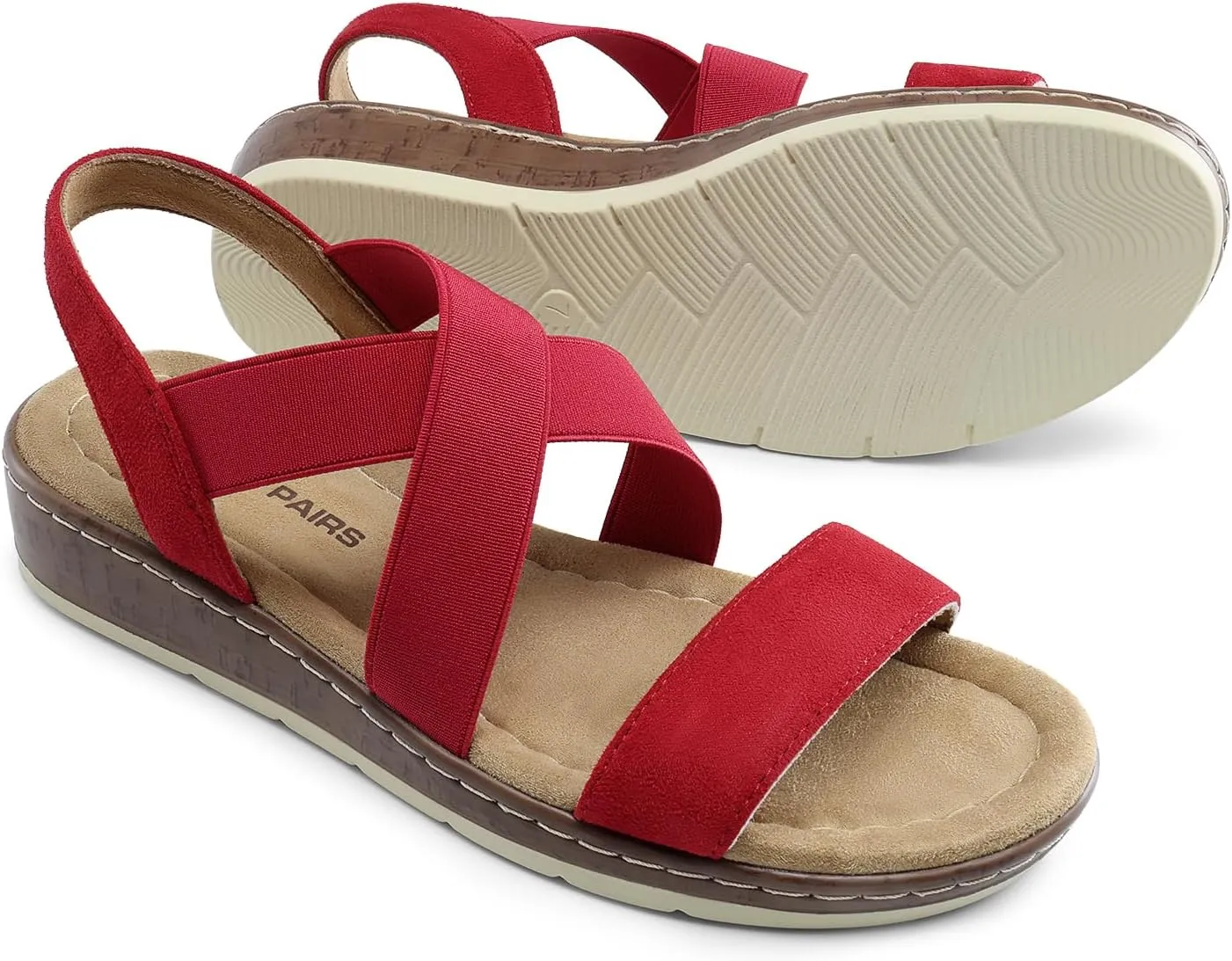 DREAM PAIRS Women's Summer Dressy Low Wedge Heels Comfortable Slip on Casual Flat Sandals for Walking Vacation