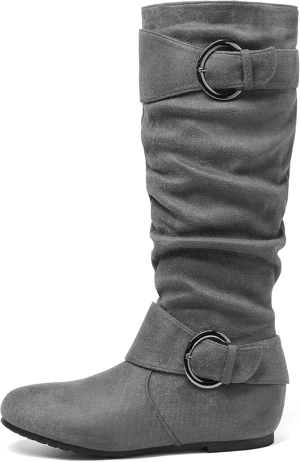 DREAM PAIRS Women's Wide Calf Knee High Boots, Fur-lined Low Hidden Wedge Boots