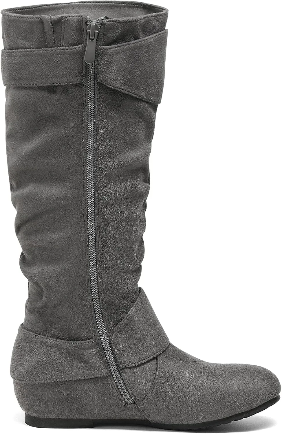 DREAM PAIRS Women's Wide Calf Knee High Boots, Fur-lined Low Hidden Wedge Boots