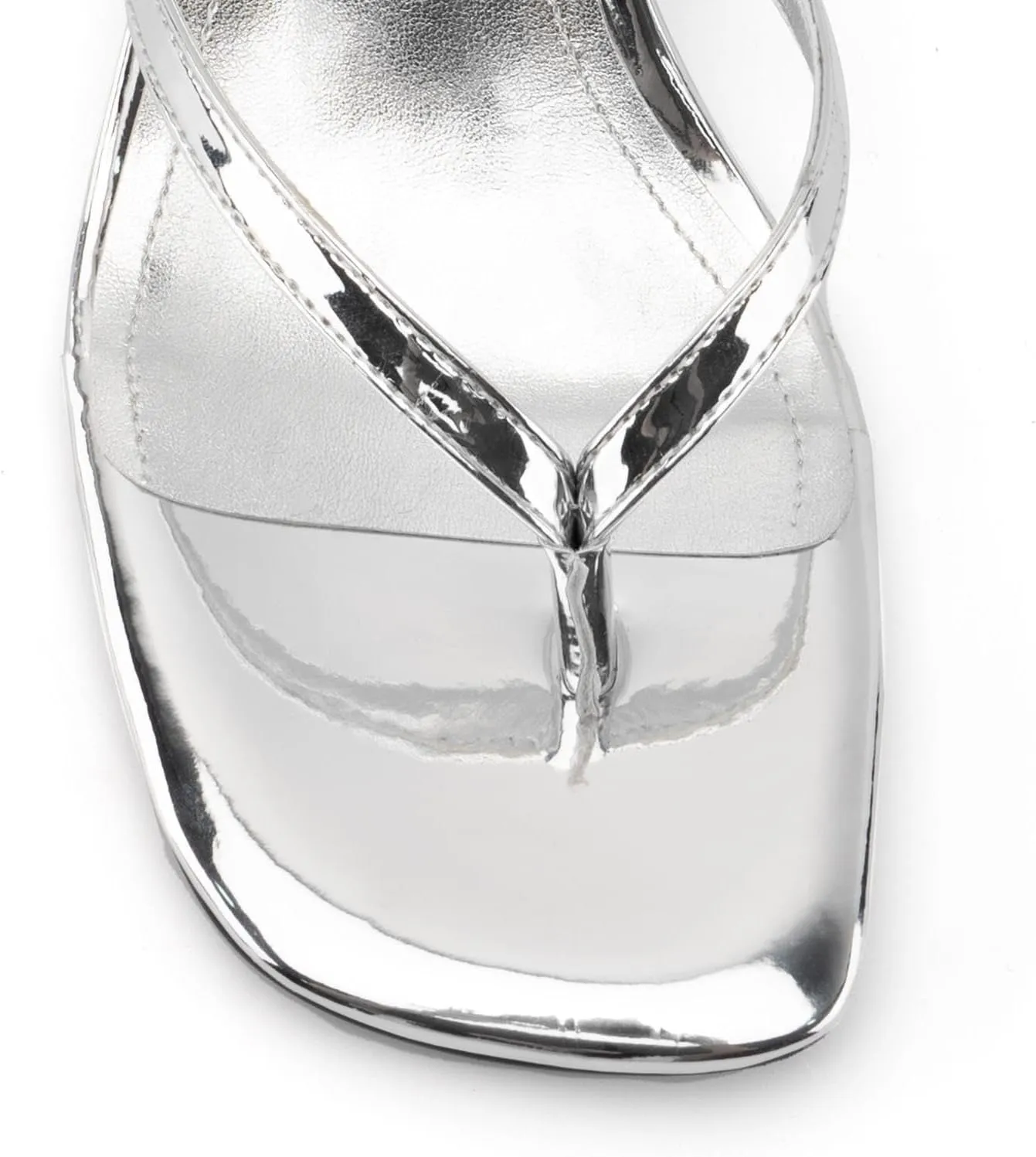 DREAMCIA Square Toe Thong Heeled Sandals Stiletto Slip On Kitten Slingback Flip Flop Heels Slides Summer