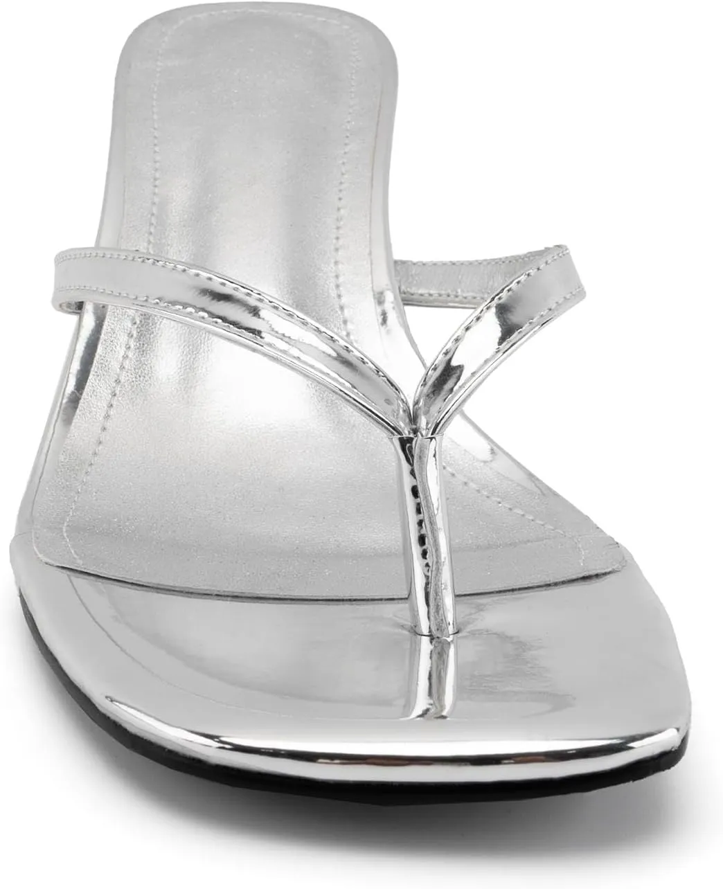 DREAMCIA Square Toe Thong Heeled Sandals Stiletto Slip On Kitten Slingback Flip Flop Heels Slides Summer