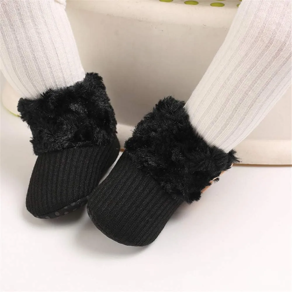 E-FAK Baby Boy Girl Boots Newborn Shoes Winter Snow Bowknot Anti-Slip Soft Sole Warm Infant Toddler Prewalker Booties
