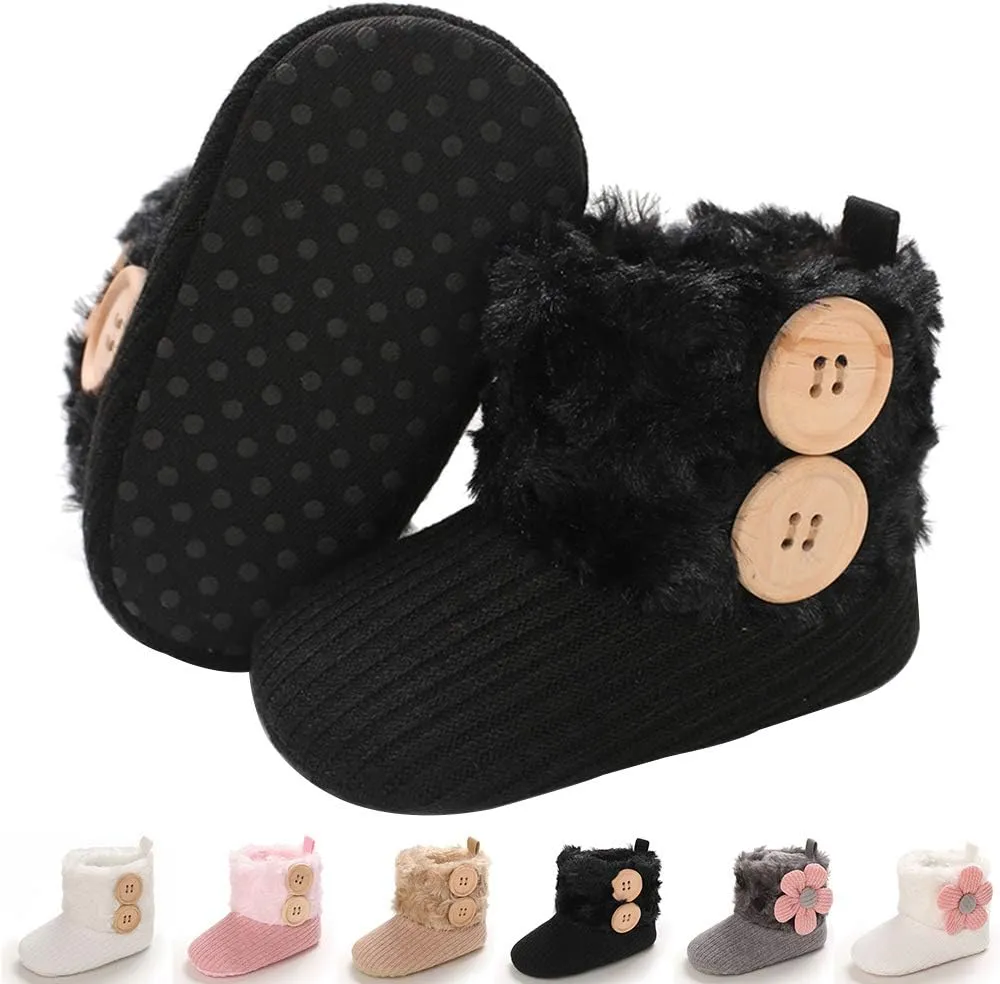 E-FAK Baby Boy Girl Boots Newborn Shoes Winter Snow Bowknot Anti-Slip Soft Sole Warm Infant Toddler Prewalker Booties