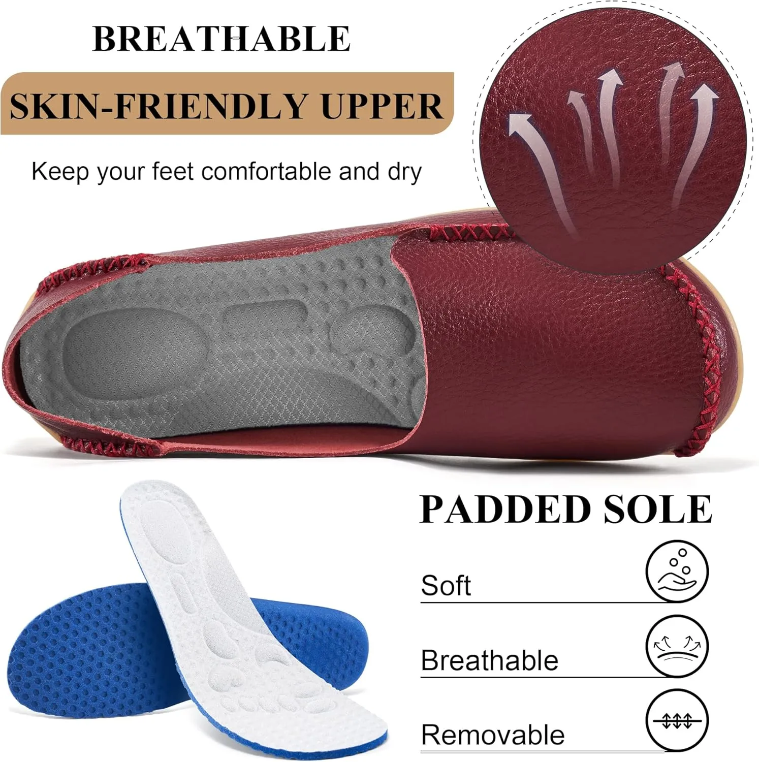 Ecetana Loafers for Women Penny Shoes Comfortable Slip On Casual Womens Loafers Fashion Moccasins Lightweight Round Toe Driving Flats Boat Shoes
