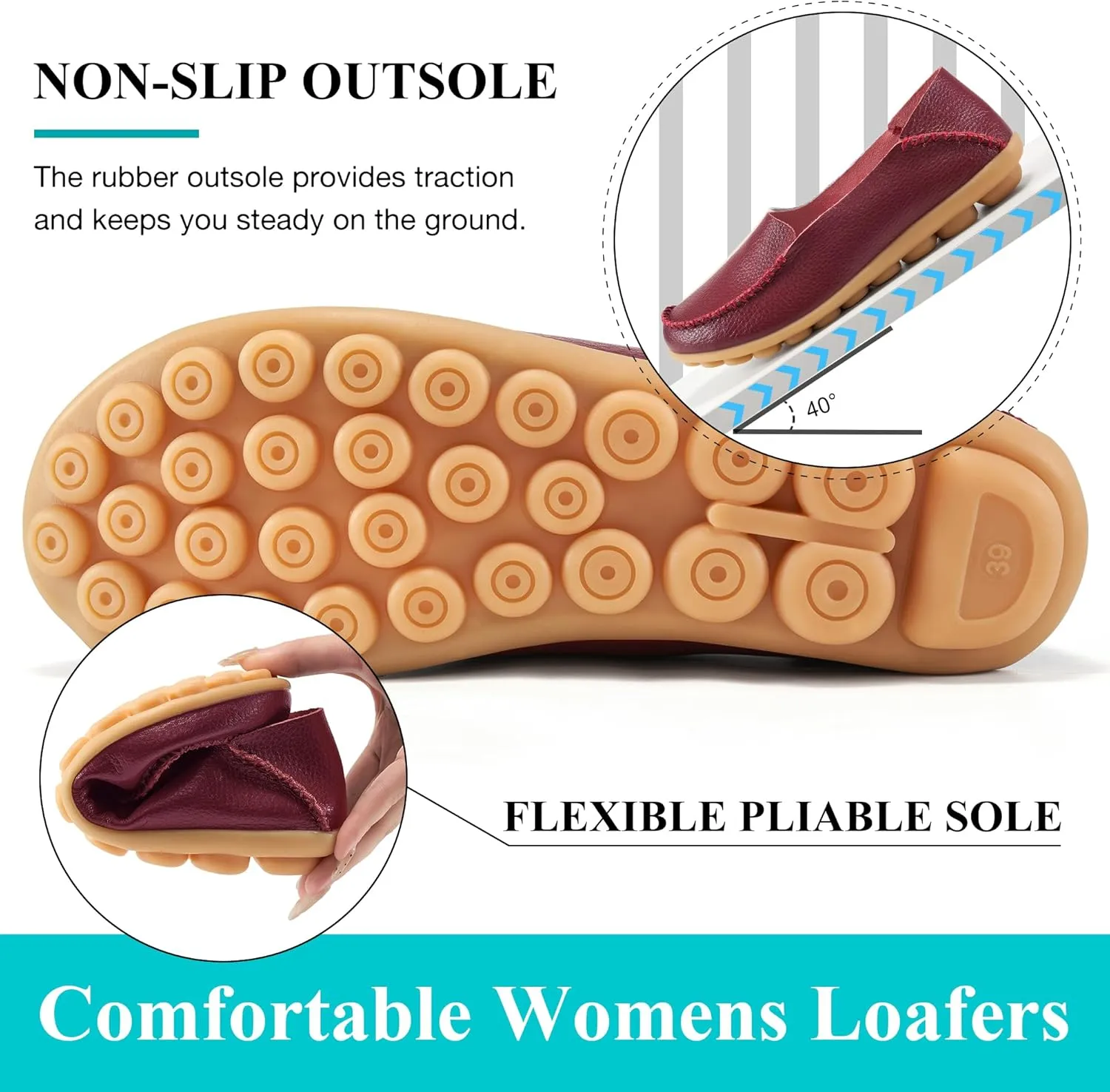 Ecetana Loafers for Women Penny Shoes Comfortable Slip On Casual Womens Loafers Fashion Moccasins Lightweight Round Toe Driving Flats Boat Shoes