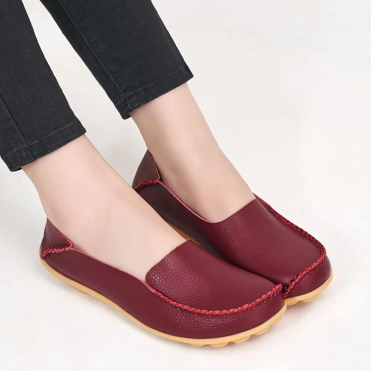 Ecetana Loafers for Women Penny Shoes Comfortable Slip On Casual Womens Loafers Fashion Moccasins Lightweight Round Toe Driving Flats Boat Shoes