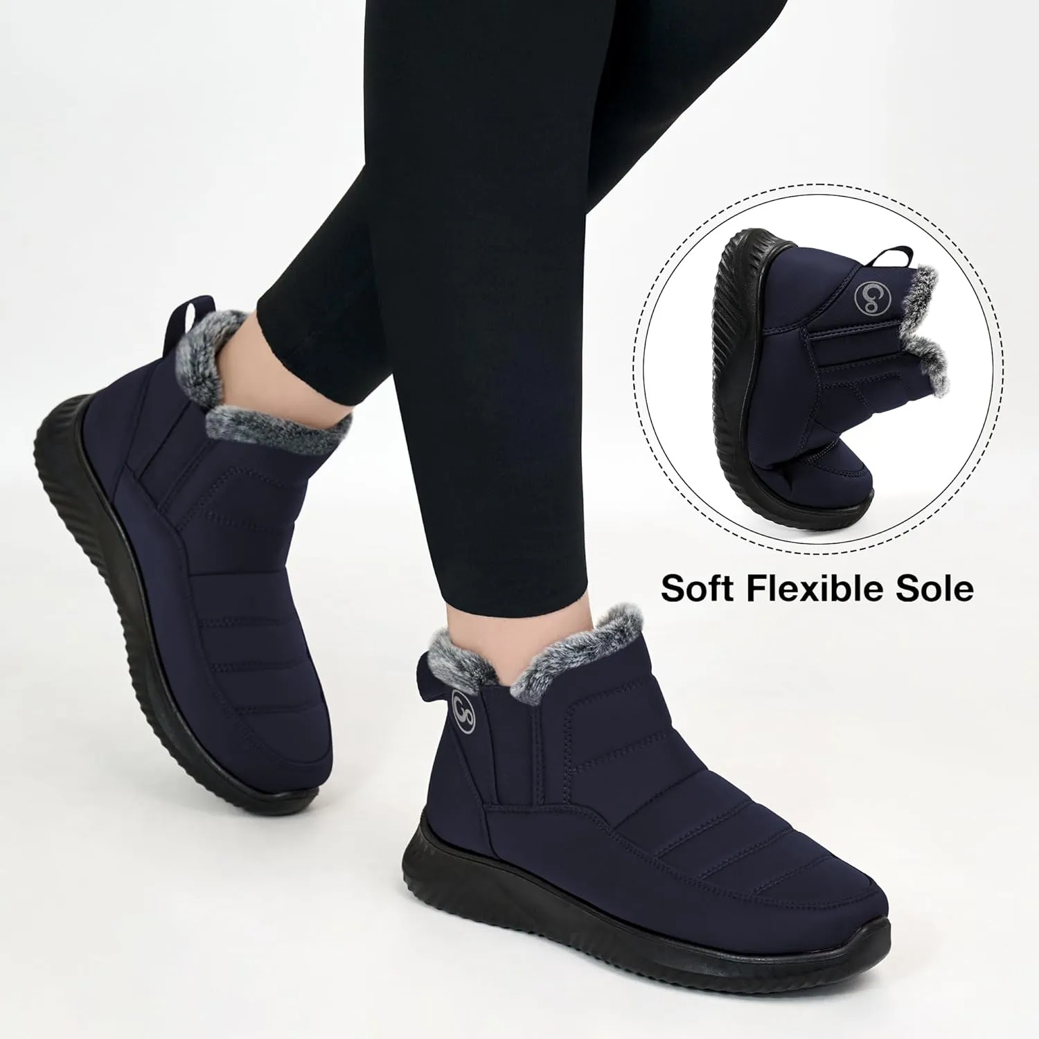 Ecetana Womens Snow Boots Winter Shoes: Ankle Booties Warm Fur Lined Waterproof Non-Slip Boots for Women