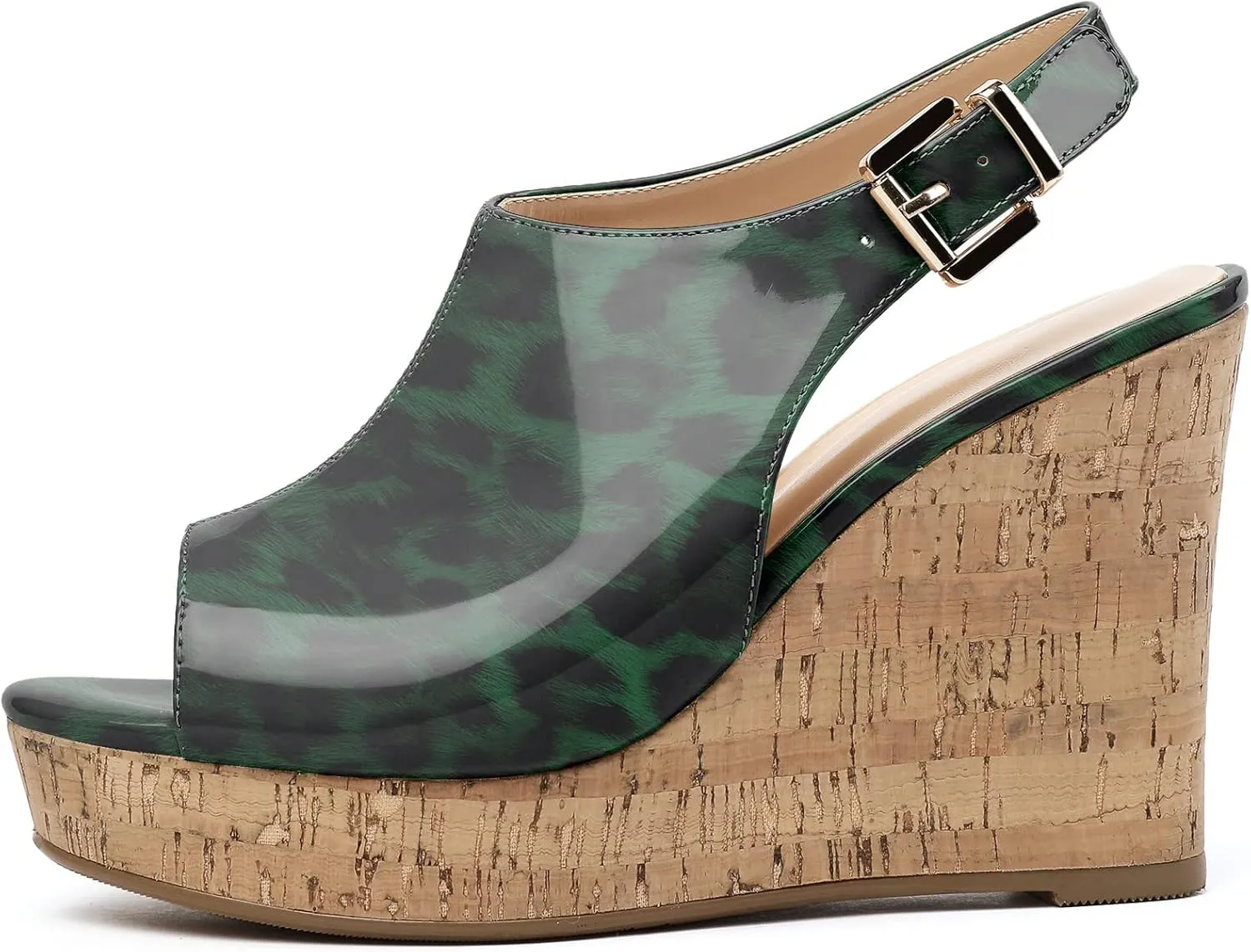 Eldof Platform Wedge Sandals for Women Peep Toe Slingbck High Heel Wedge Sandals Platform Wooden Heels for Dress Summer Party Evening