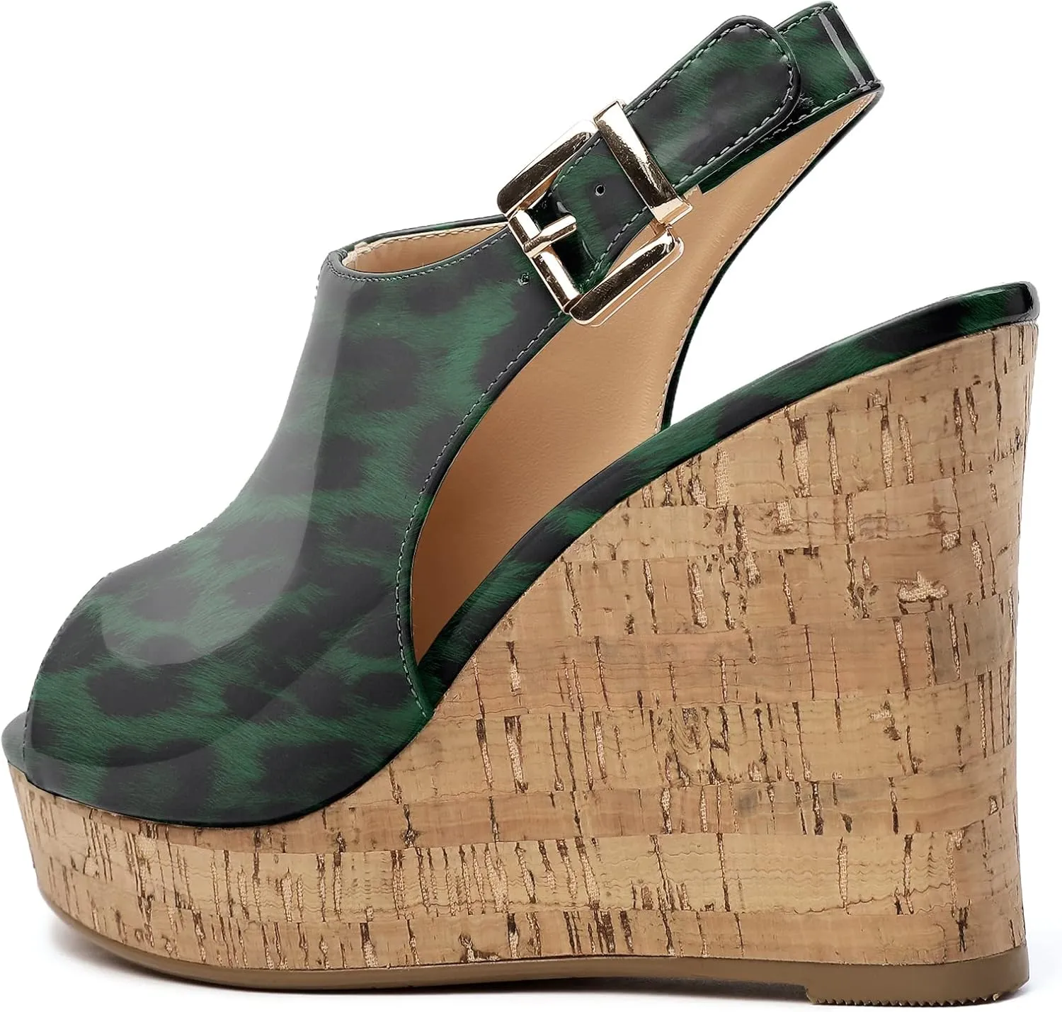 Eldof Platform Wedge Sandals for Women Peep Toe Slingbck High Heel Wedge Sandals Platform Wooden Heels for Dress Summer Party Evening