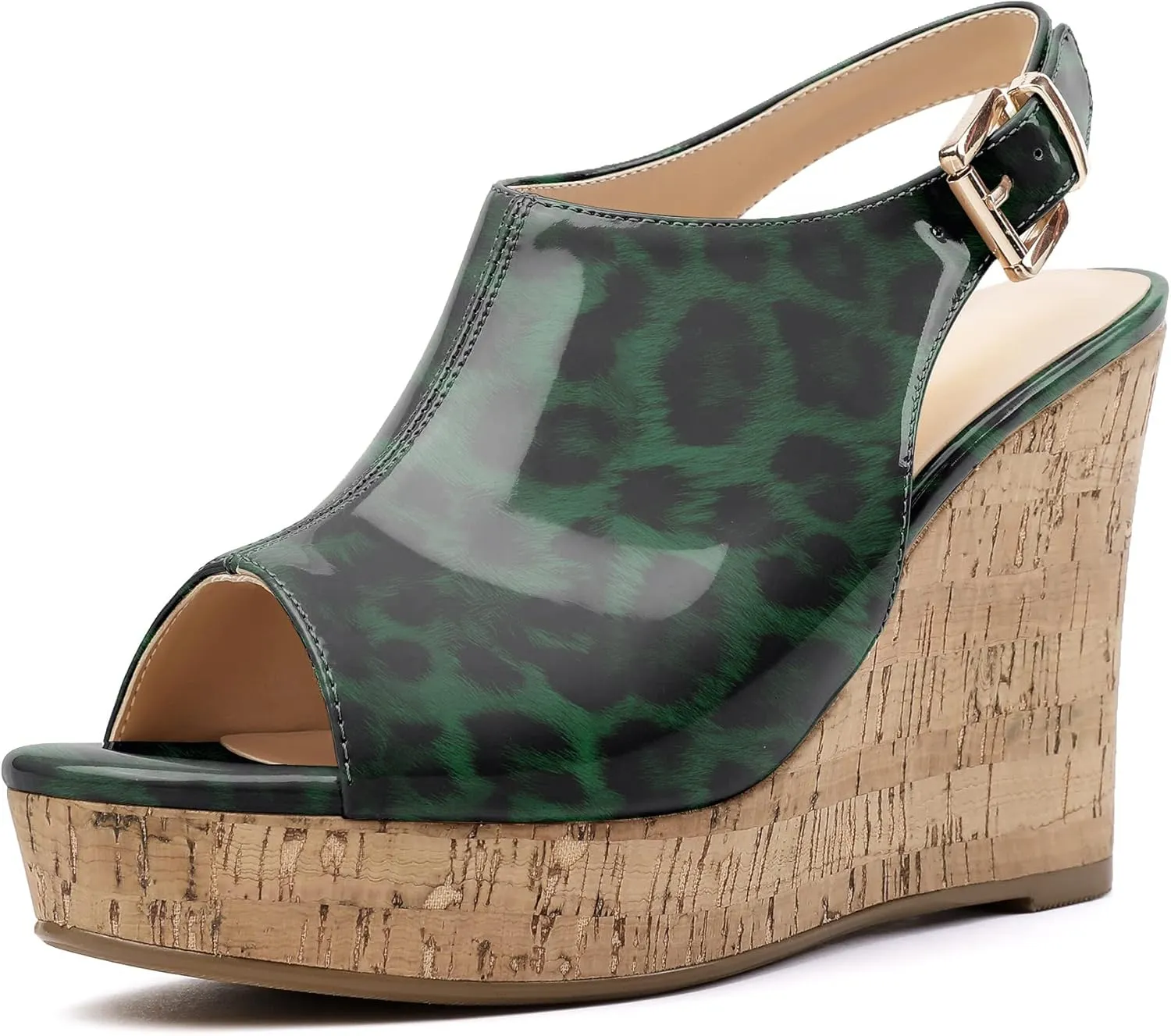 Eldof Platform Wedge Sandals for Women Peep Toe Slingbck High Heel Wedge Sandals Platform Wooden Heels for Dress Summer Party Evening