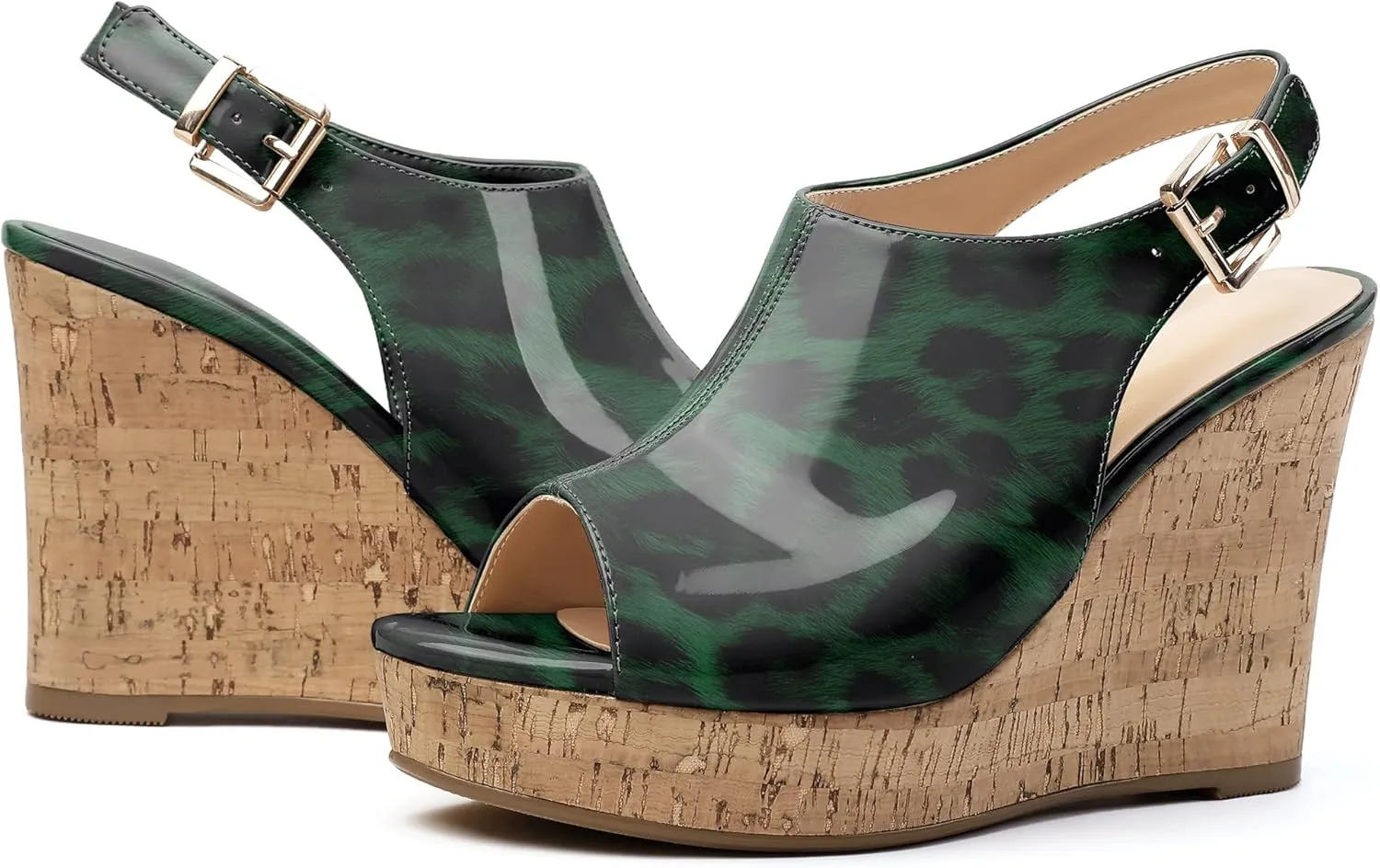 Eldof Platform Wedge Sandals for Women Peep Toe Slingbck High Heel Wedge Sandals Platform Wooden Heels for Dress Summer Party Evening
