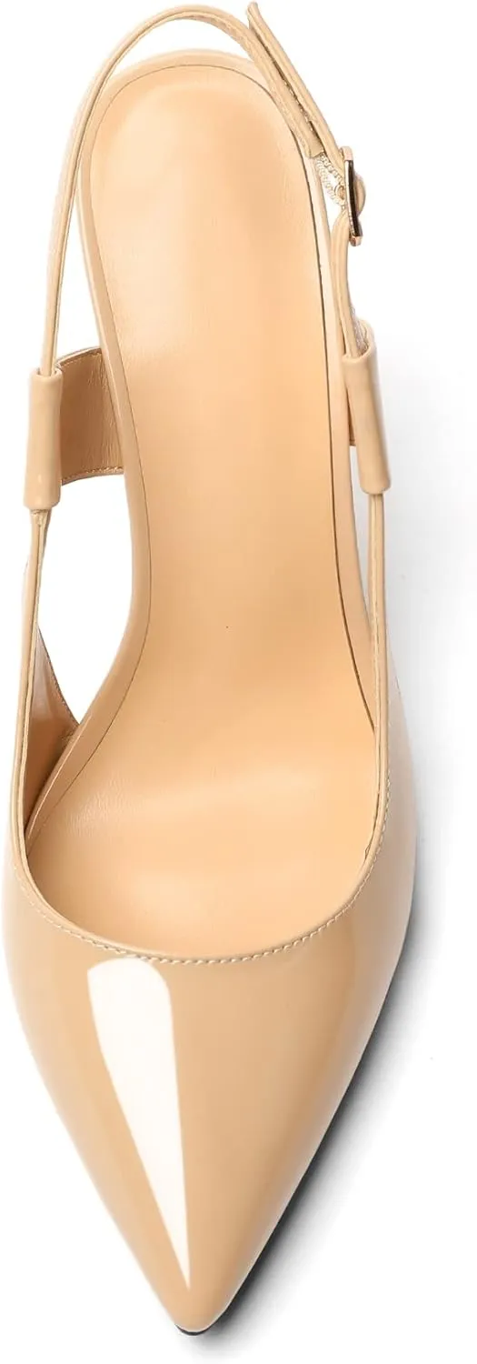 Eldof Pointed Toe Slingback Sandals,Ankle Strap Chic Pumps,Classy High Heel 4" Heel for Office Dress