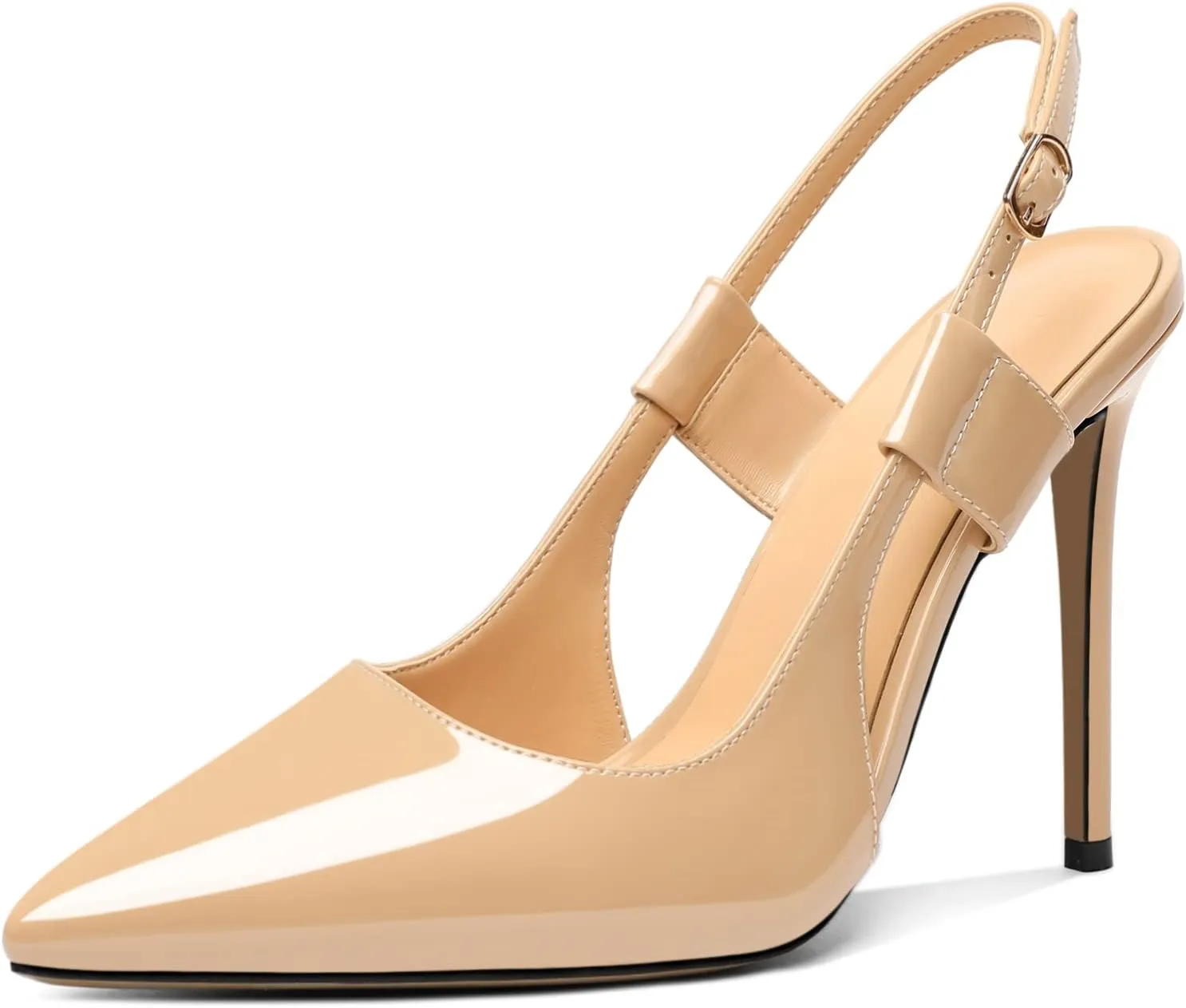 Eldof Pointed Toe Slingback Sandals,Ankle Strap Chic Pumps,Classy High Heel 4" Heel for Office Dress