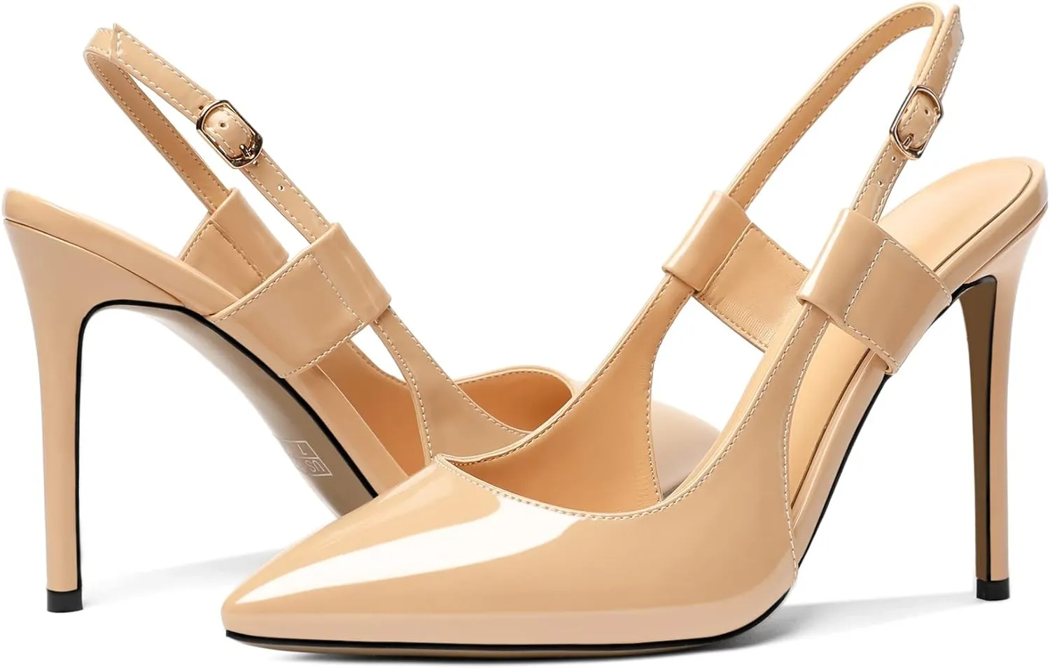 Eldof Pointed Toe Slingback Sandals,Ankle Strap Chic Pumps,Classy High Heel 4" Heel for Office Dress