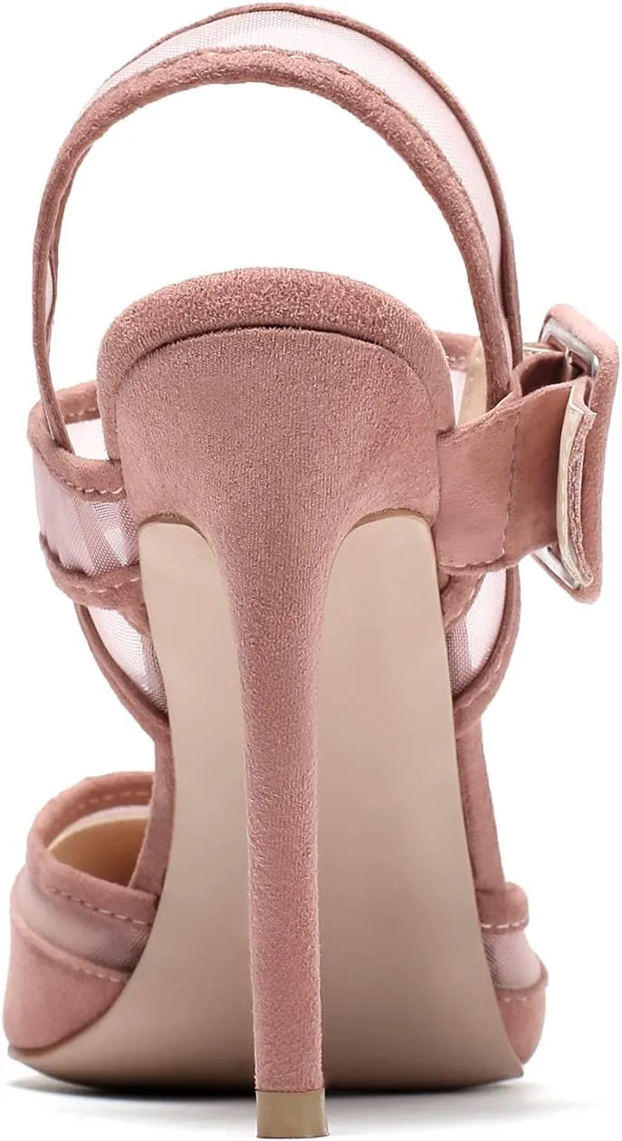 Eldof Pointed Toe Slingback Sandals,Ankle Strap Chic Pumps,Classy High Heel 4" Heel for Office Dress