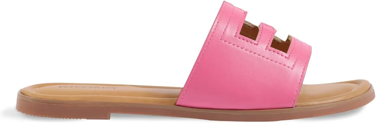 ELLEN TRACY Women's Sandals, Comfortable Slide Slip on Shoes, Isabel Flat Heel Toe Mules