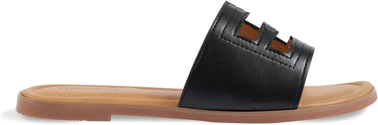 ELLEN TRACY Women's Sandals, Comfortable Slide Slip on Shoes, Isabel Flat Heel Toe Mules