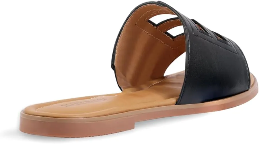ELLEN TRACY Women's Sandals, Comfortable Slide Slip on Shoes, Isabel Flat Heel Toe Mules