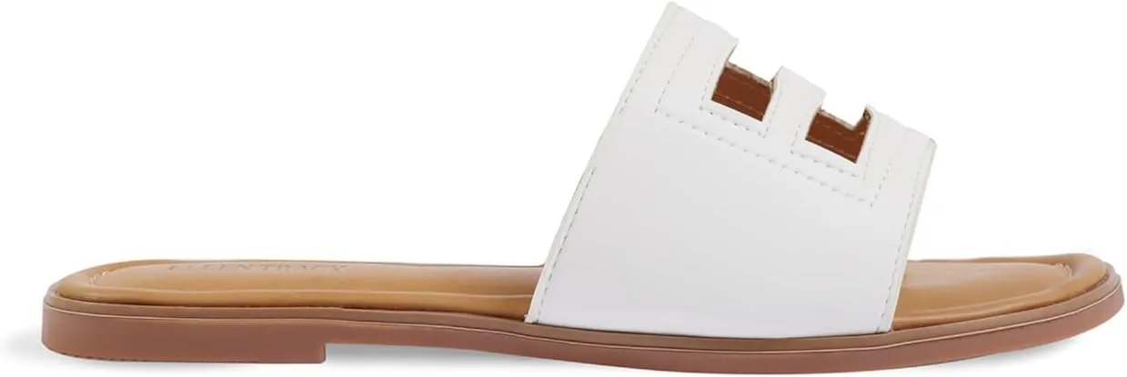 ELLEN TRACY Women's Sandals, Comfortable Slide Slip on Shoes, Isabel Flat Heel Toe Mules